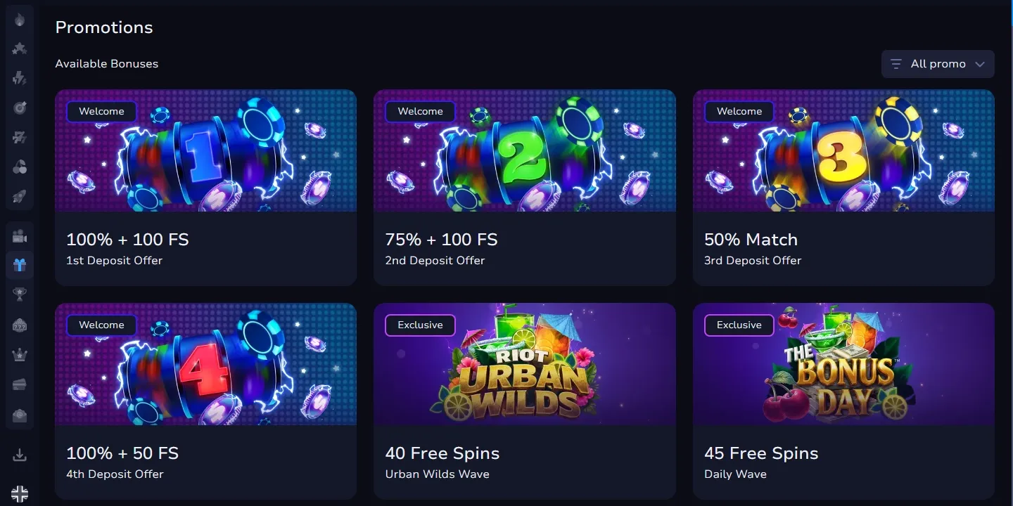 7Bit Casino promotions screenshot