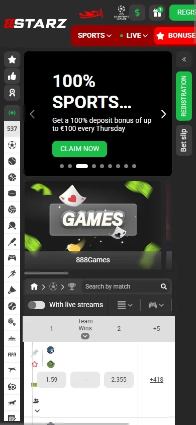 888Starz Casino mobile screenshot