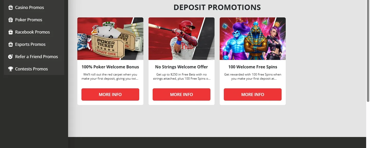 BetOnline promotions screenshot