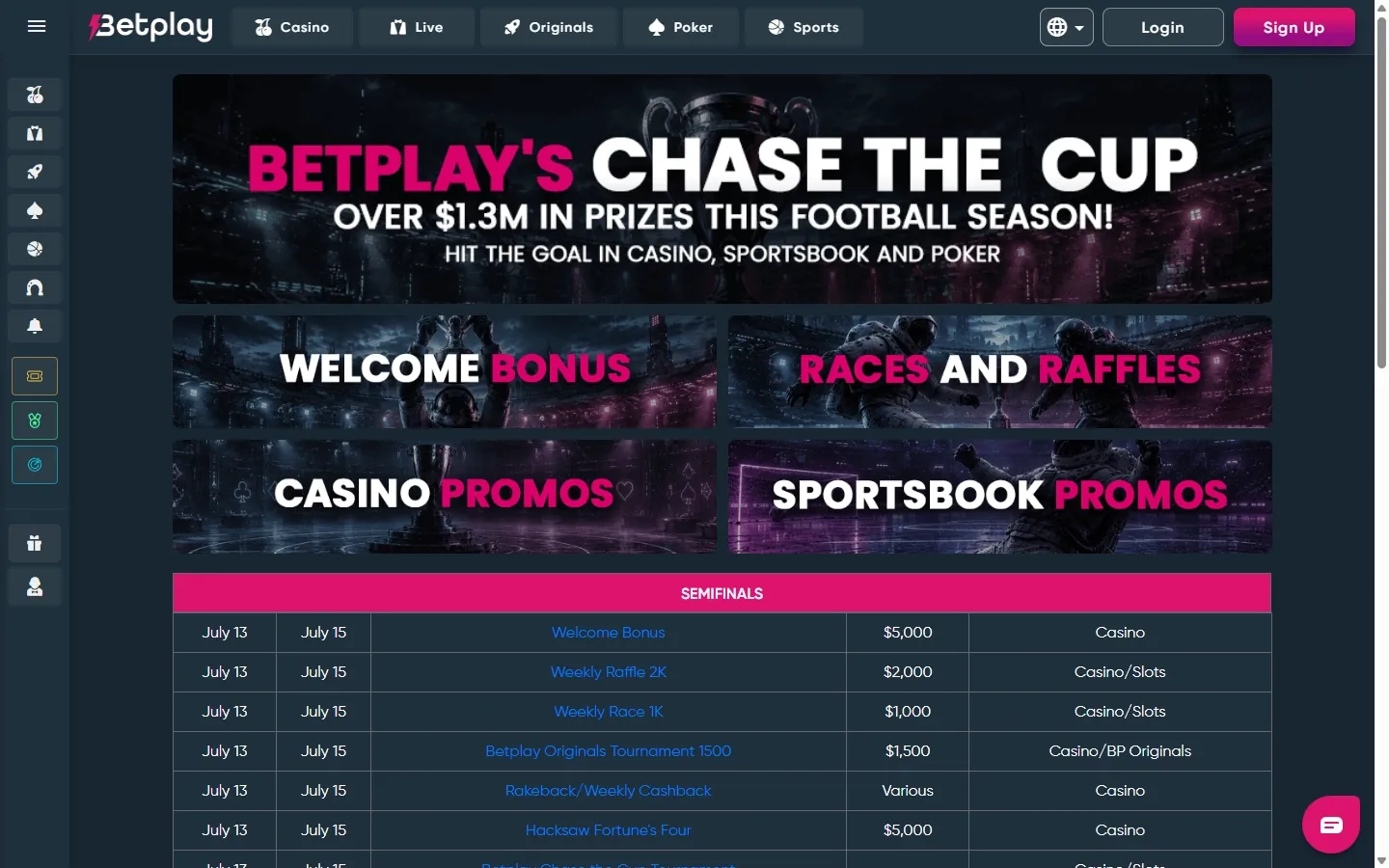 BetPlay.io Casino promotions screenshot
