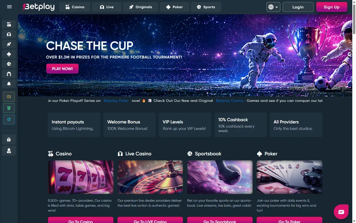 BetPlay.io Casino homepage screenshot