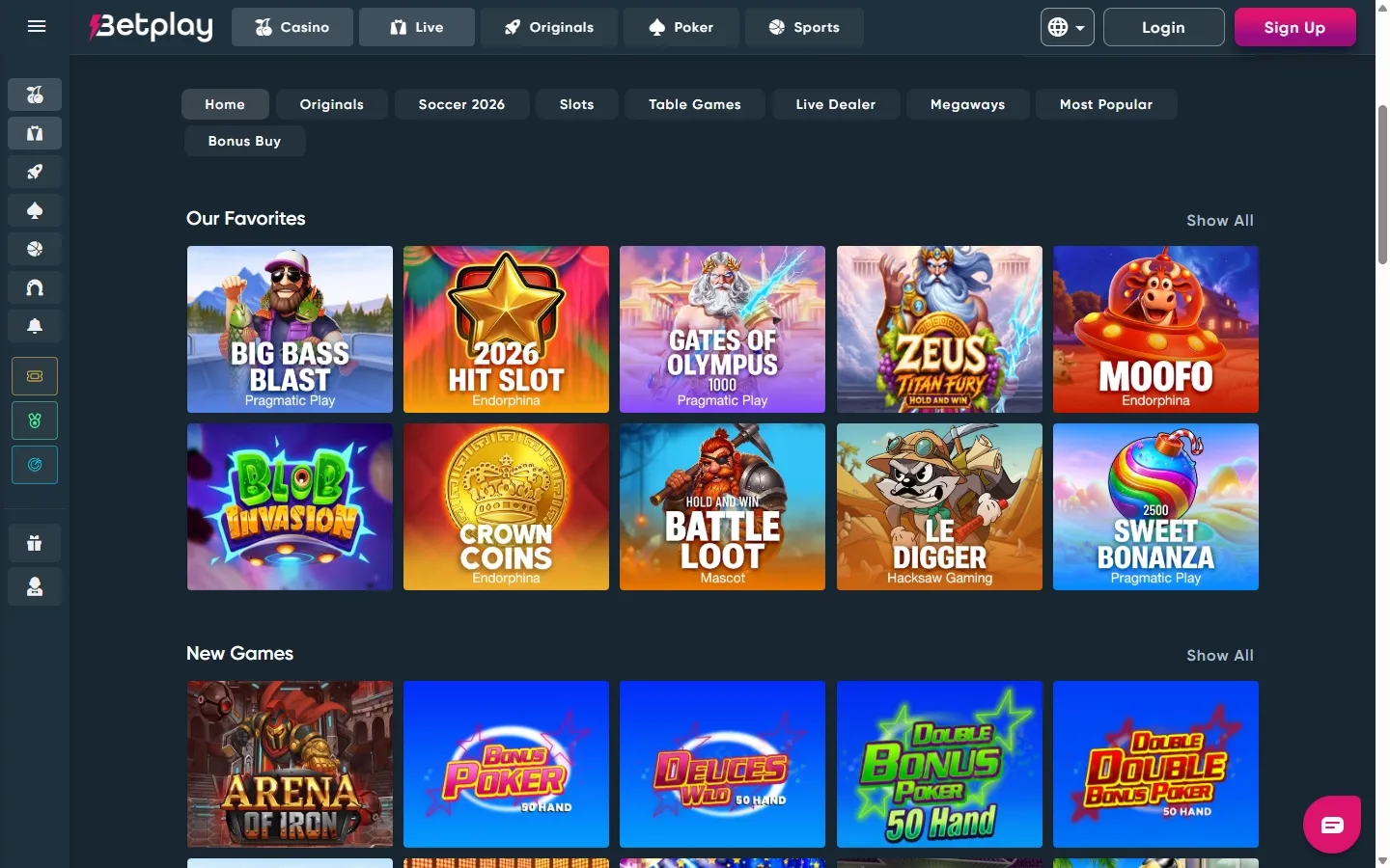 BetPlay.io Casino game lobby screenshot