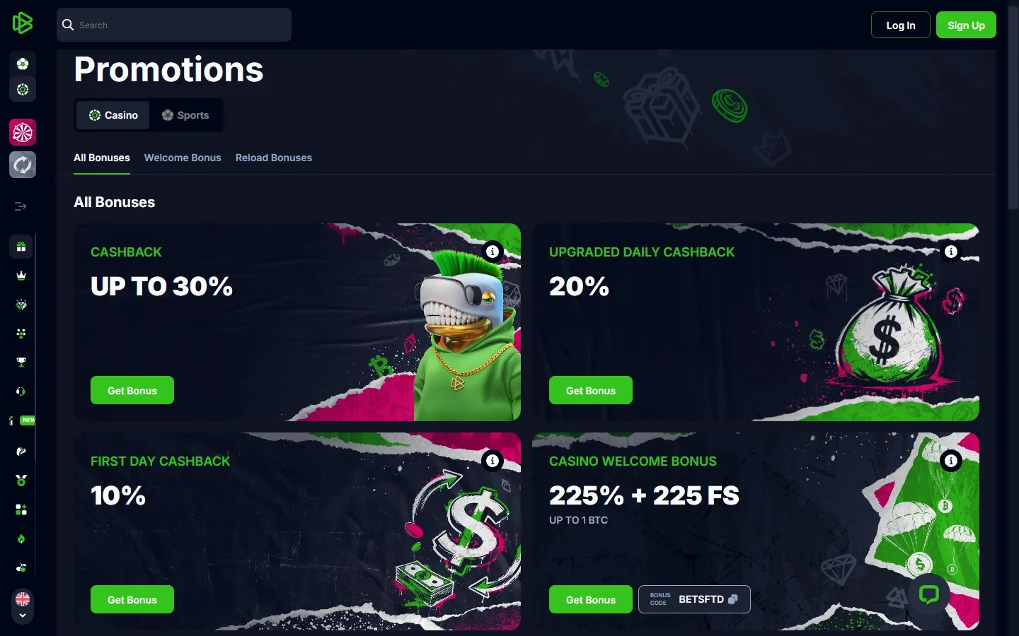 Bets.io promotions screenshot