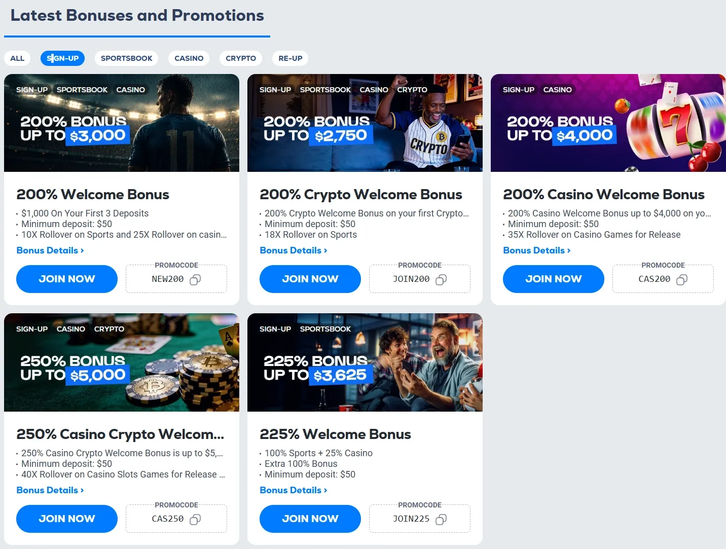 BetUS Casino promotions screenshot