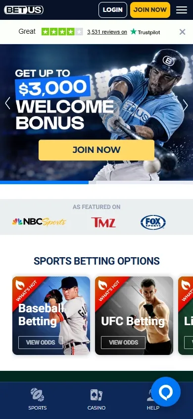 BetUS Casino mobile screenshot