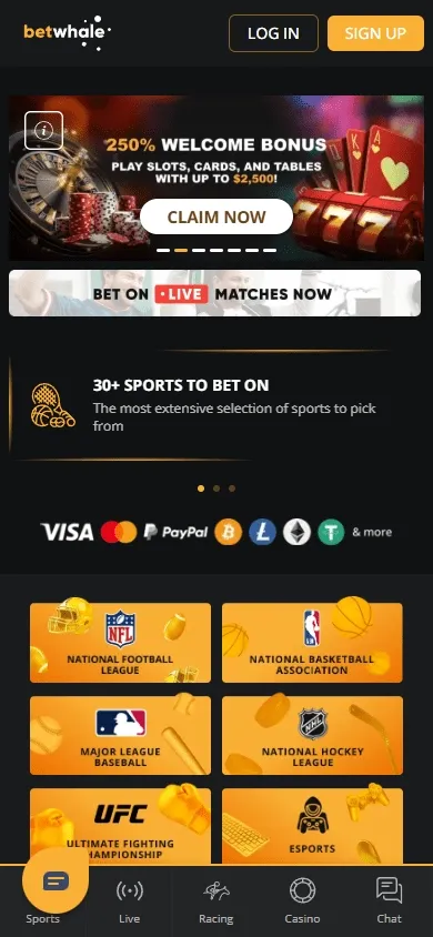 BetWhale Casino mobile screenshot