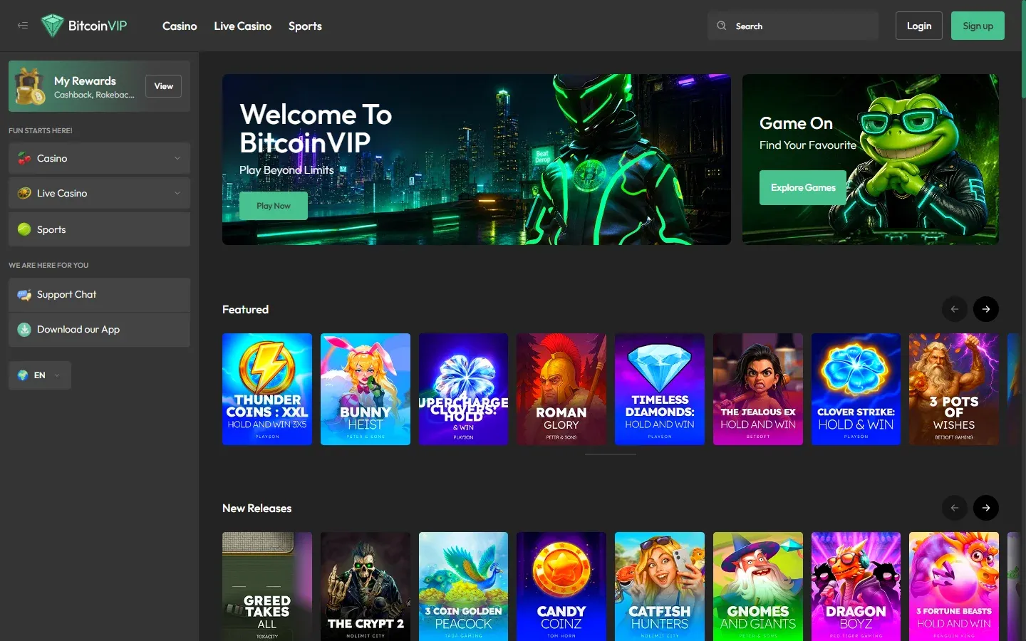 BitcoinVIP homepage screenshot