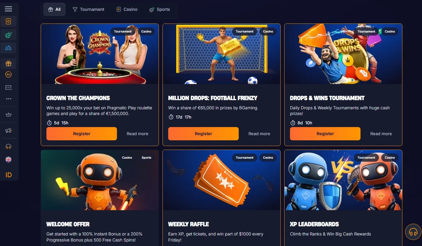 Bitsler Casino promotions screenshot