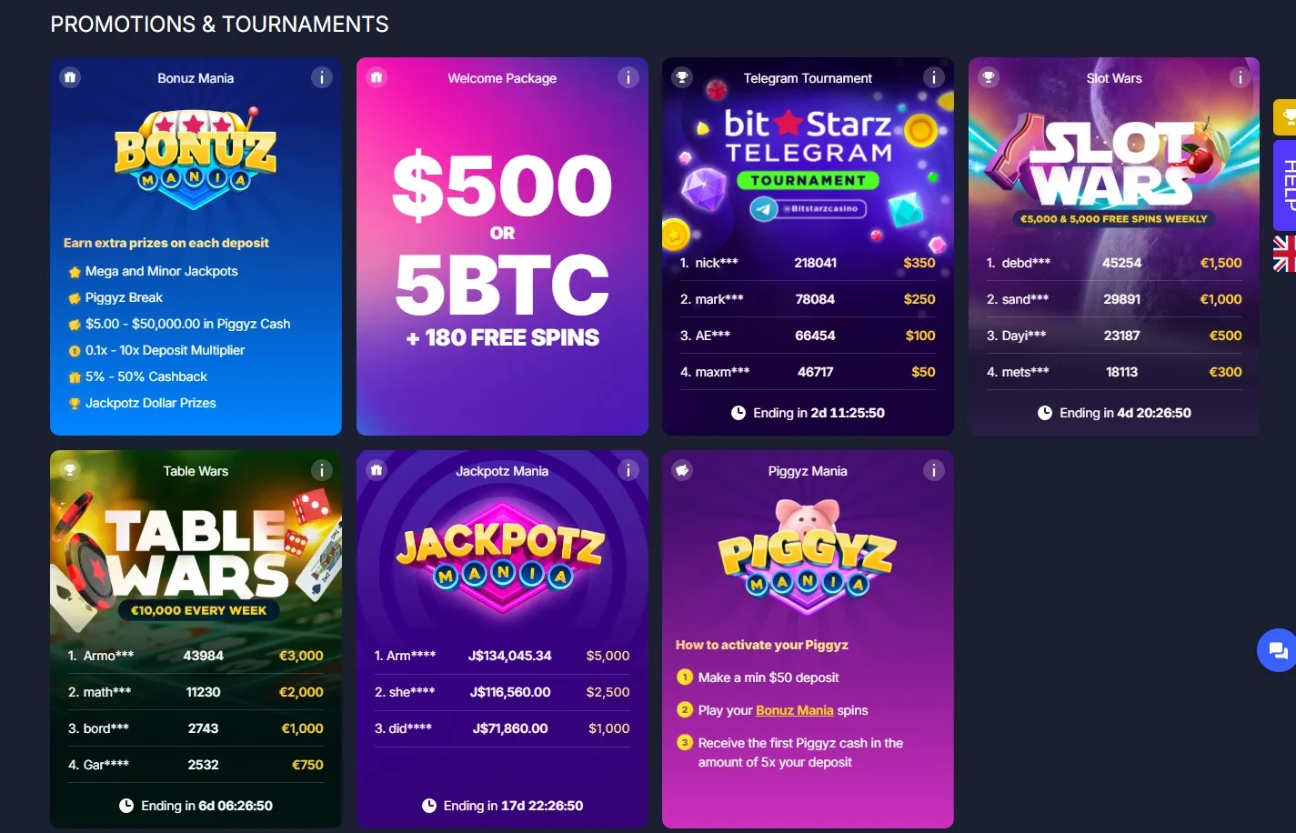 BitStarz promotions screenshot