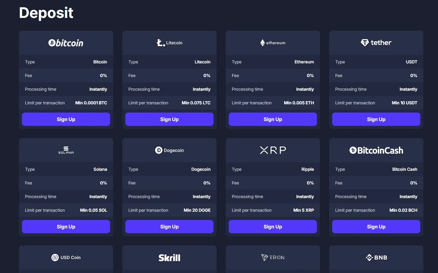 BitStarz payment methods screenshot