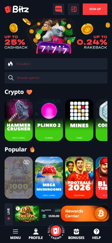 Bitz.io mobile screenshot