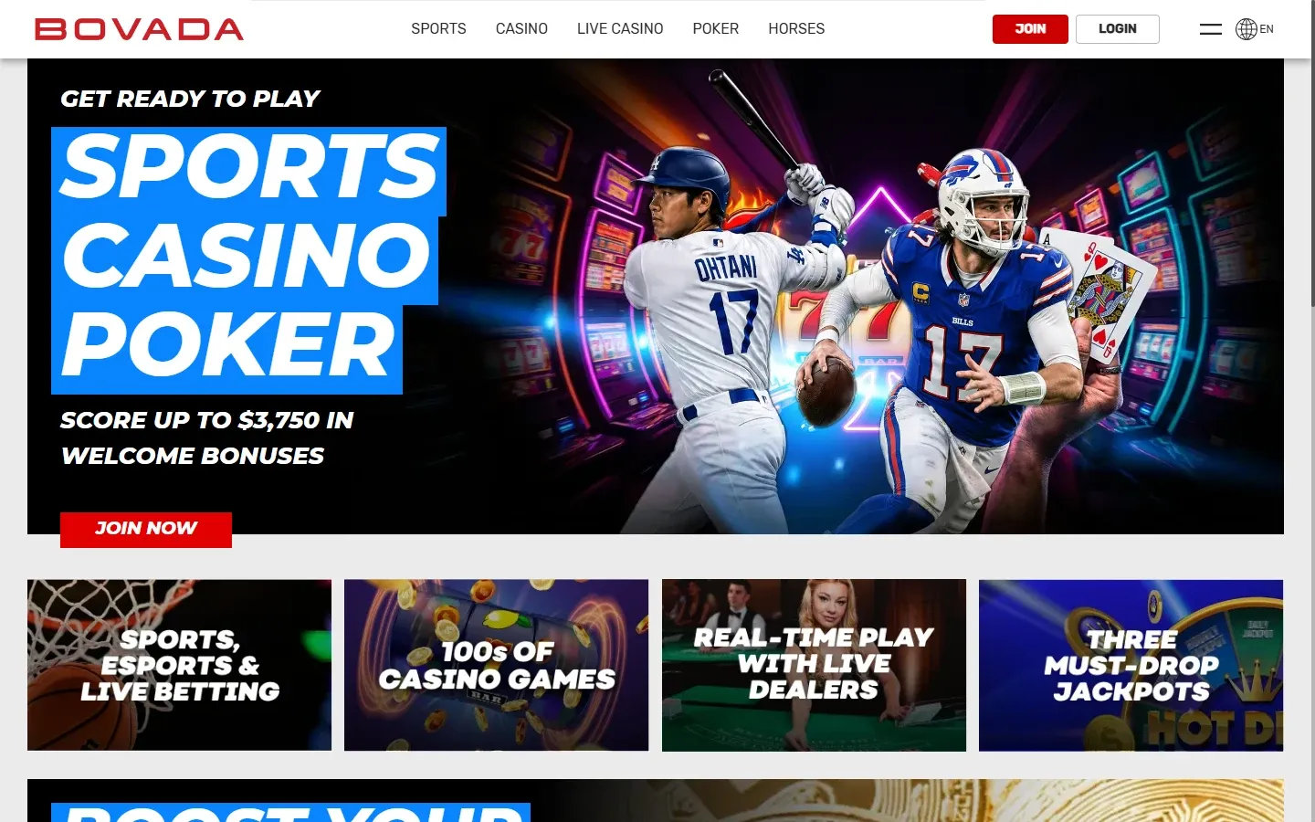 Bovada.lv homepage screenshot