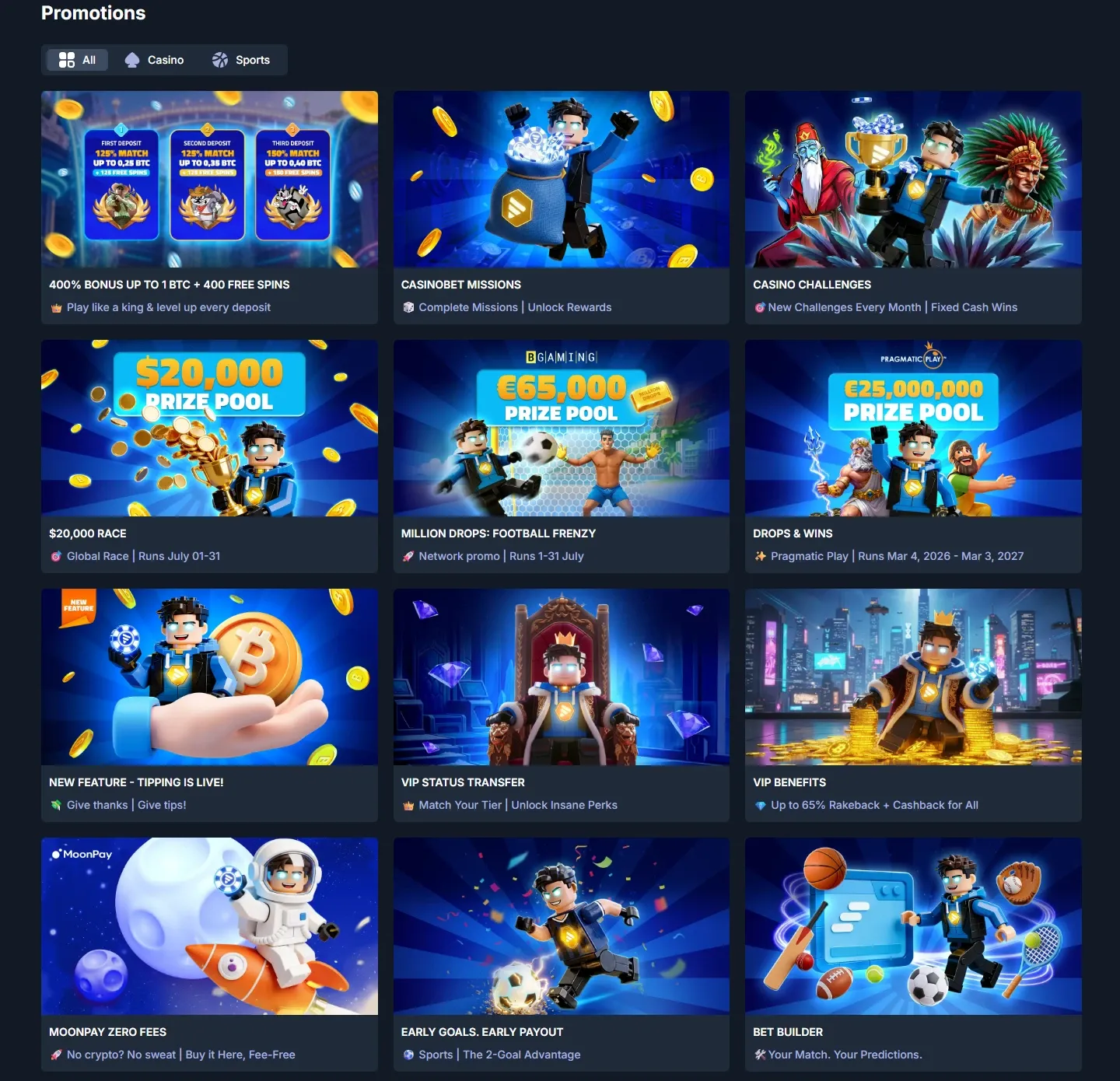 Casinobet promotions screenshot