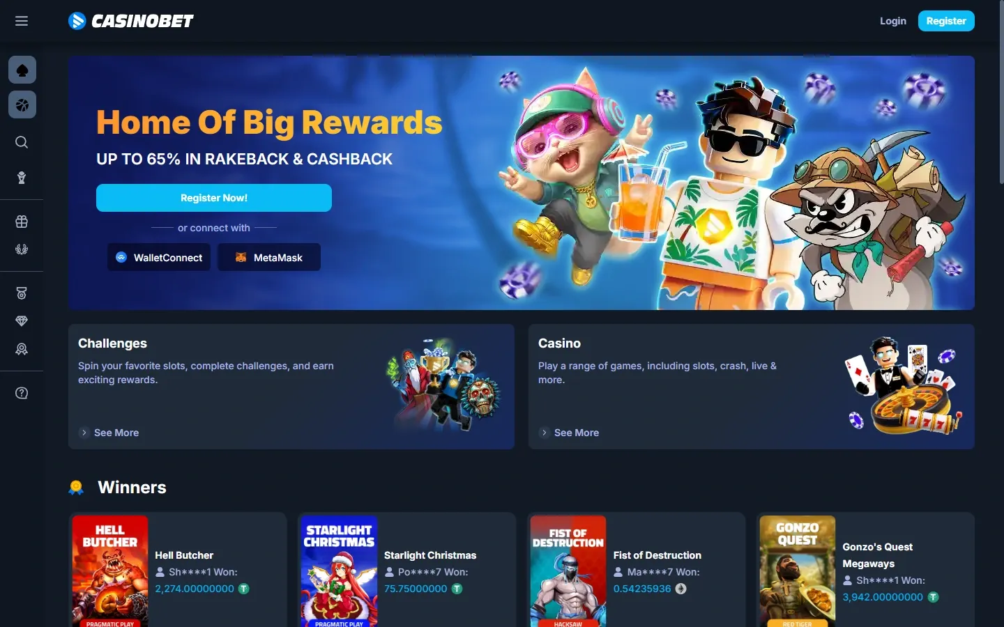 Casinobet homepage screenshot
