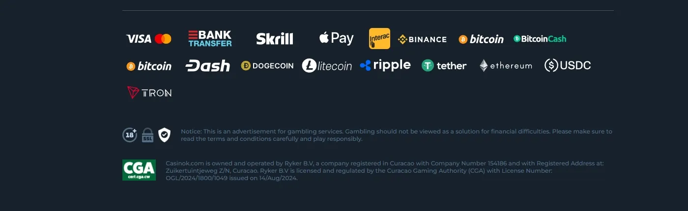CasinOK payment methods screenshot