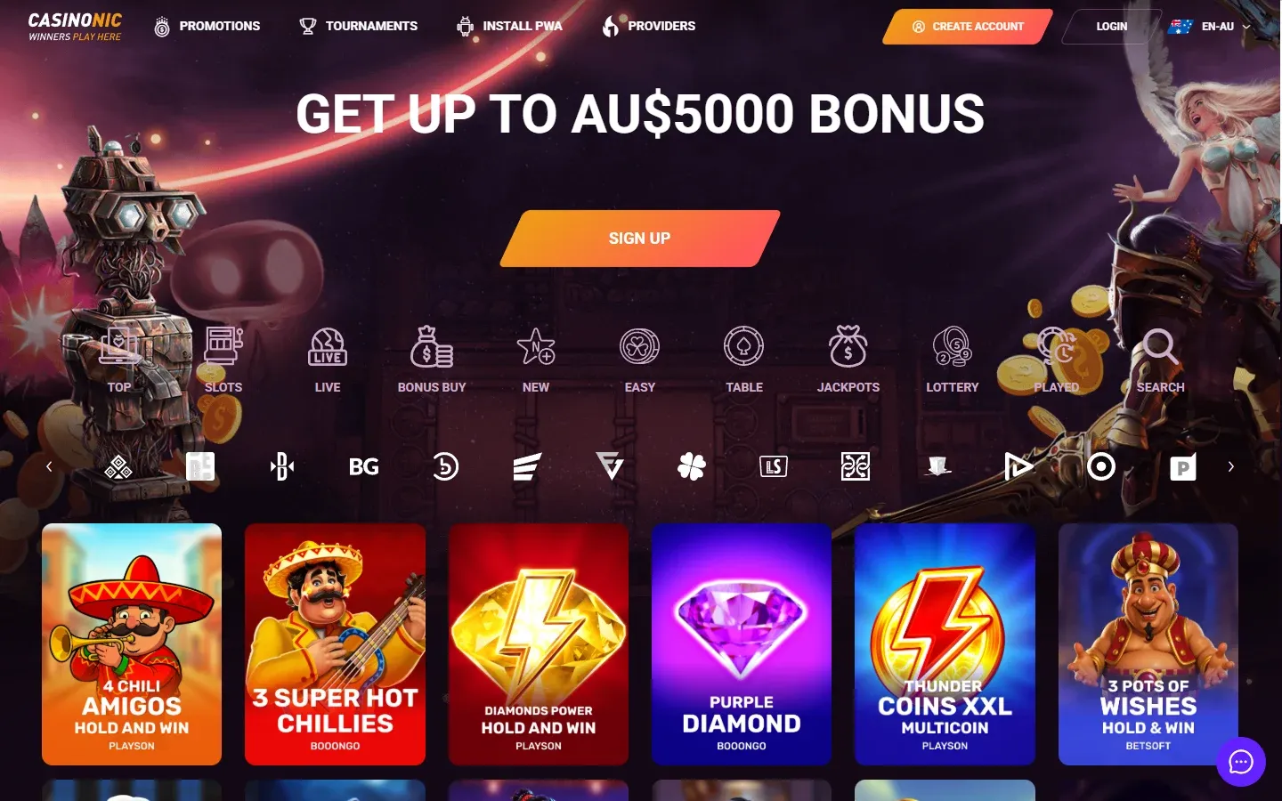 Casinonic homepage screenshot