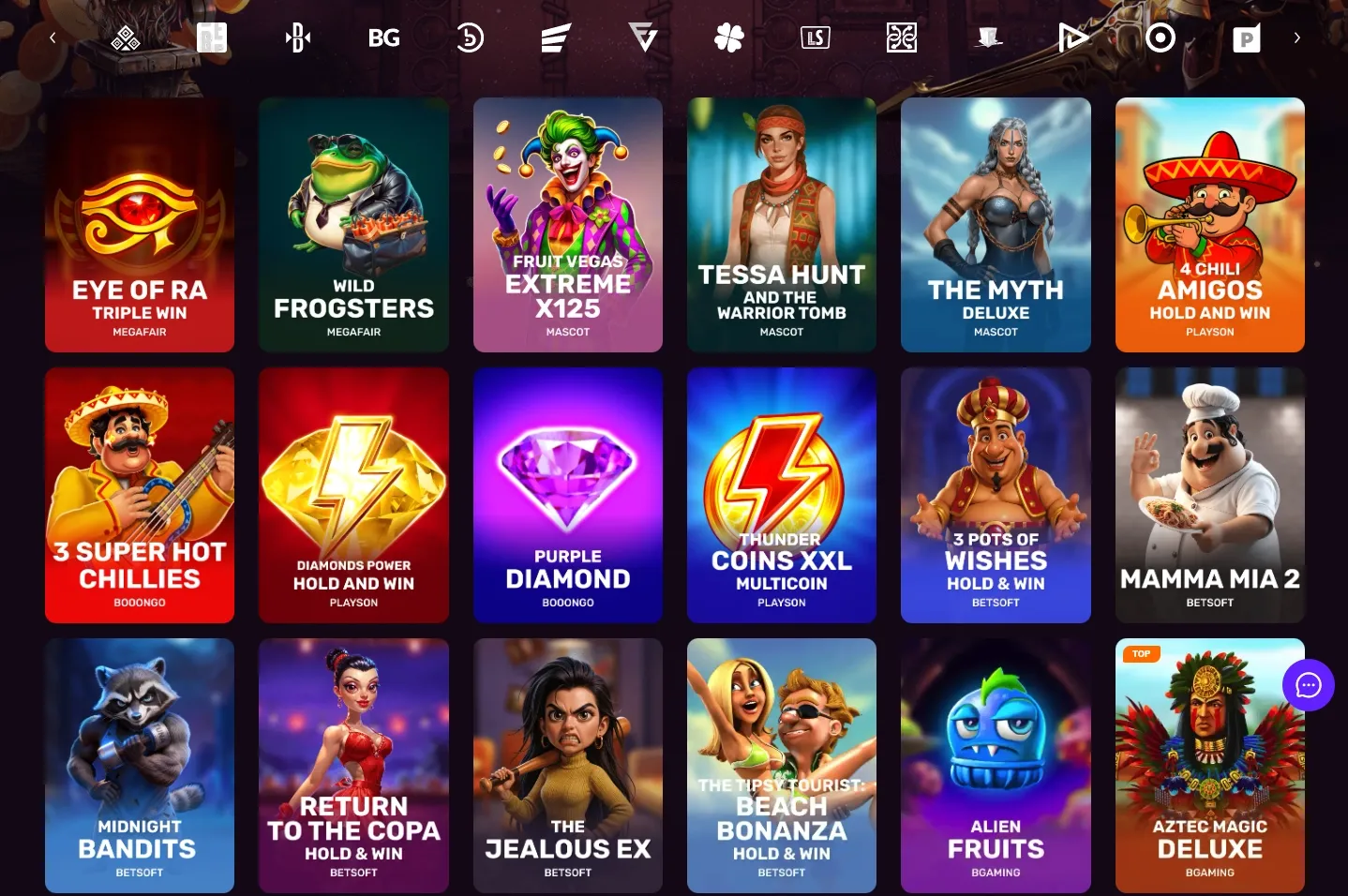 Casinonic game lobby screenshot