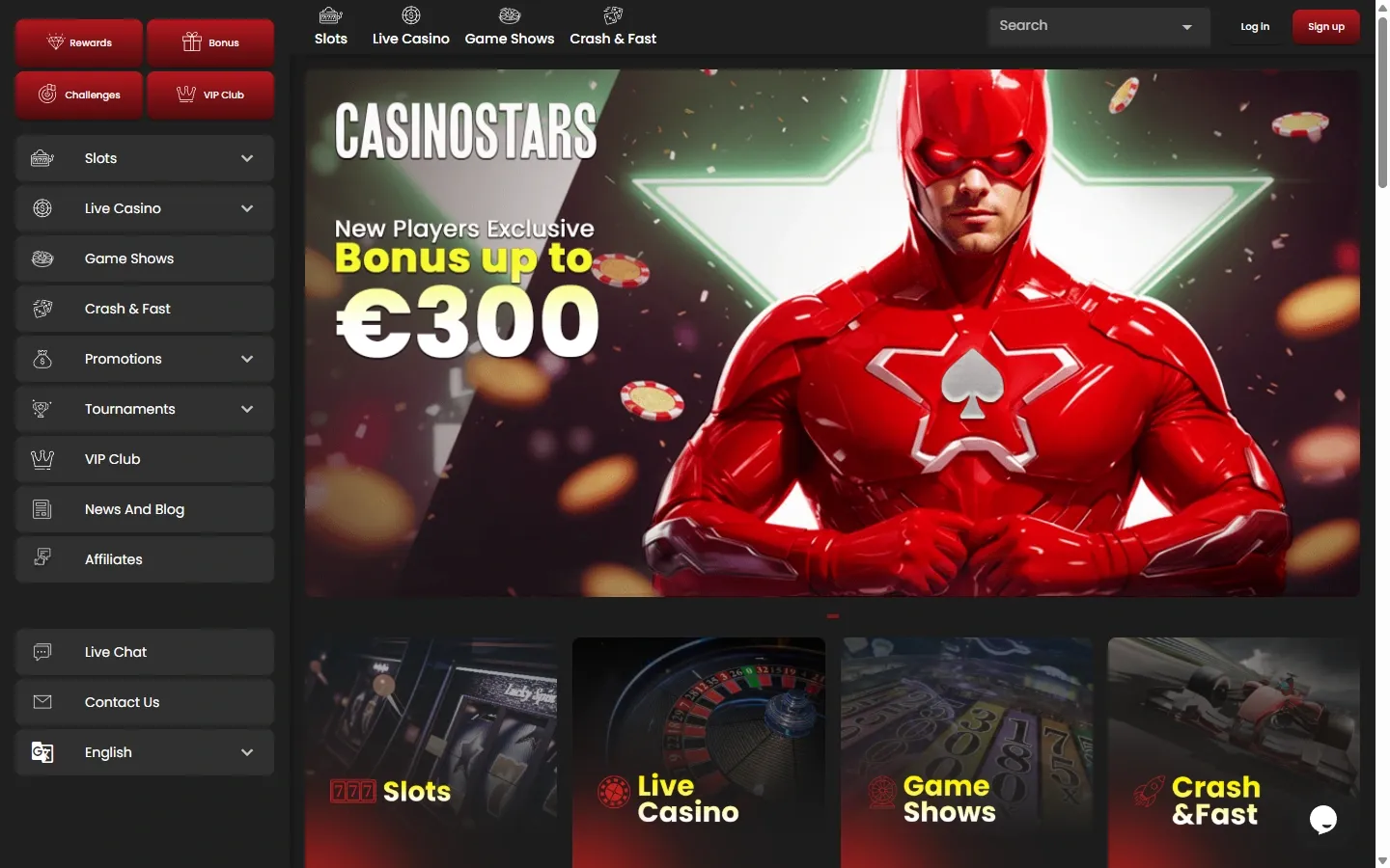CasinoStars homepage screenshot