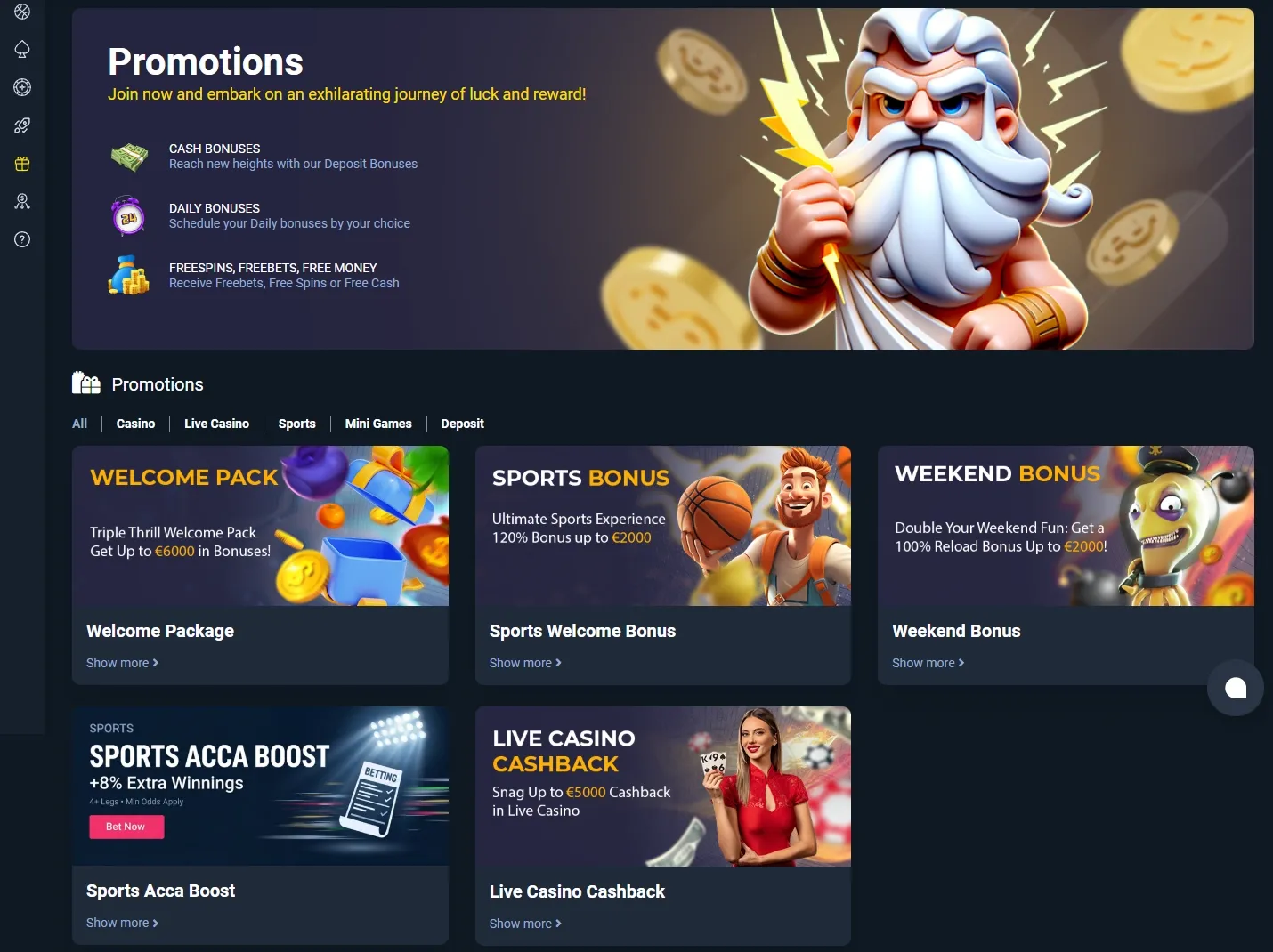 Casobet Casino promotions screenshot