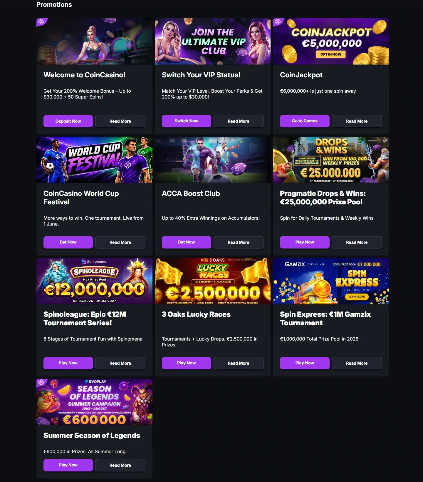 CoinCasino promotions screenshot