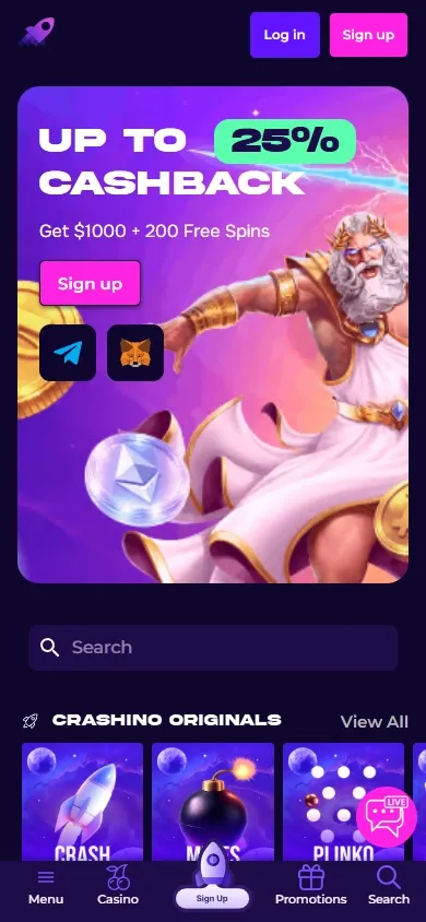 Crashino Casino mobile screenshot