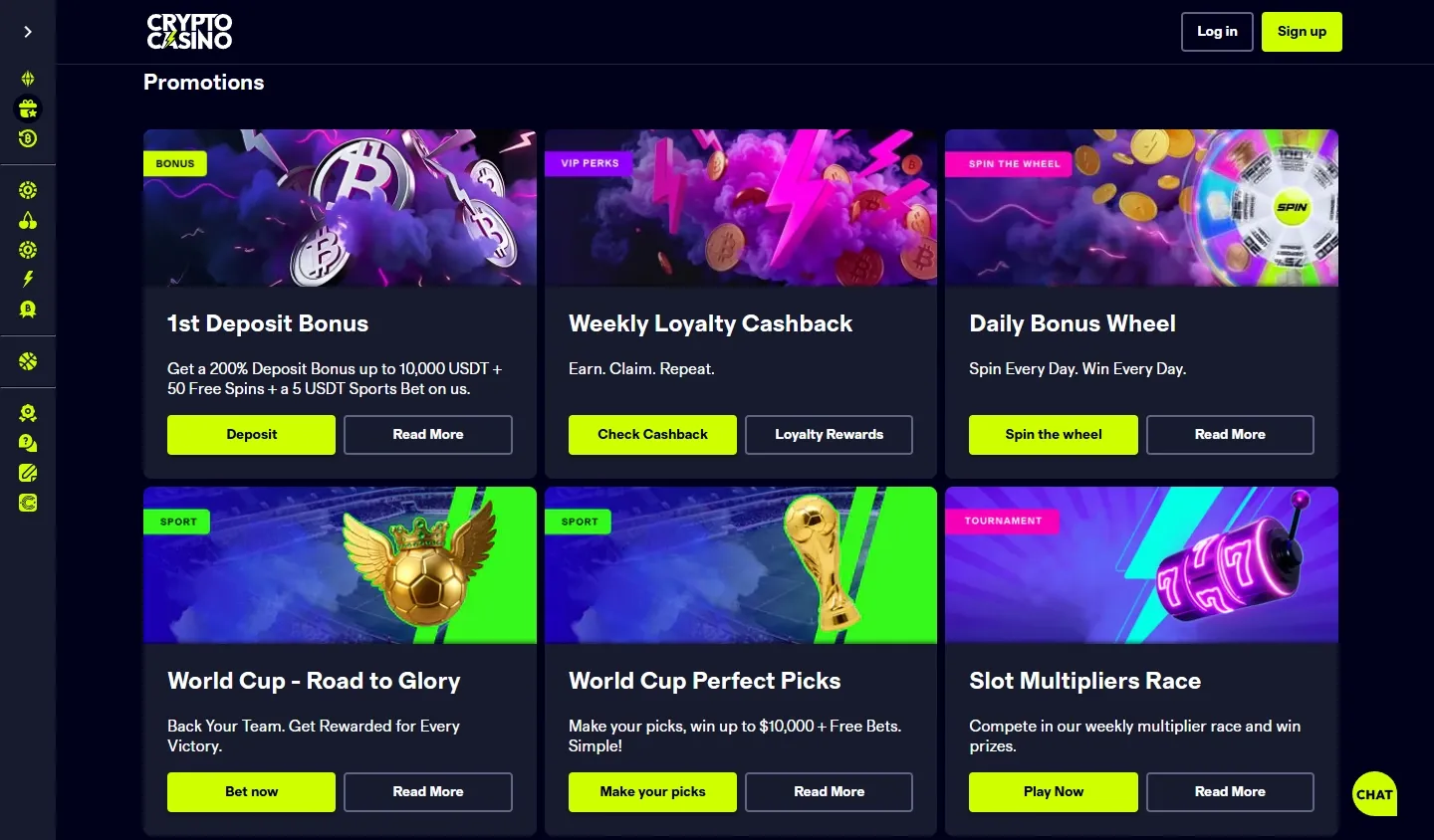 CryptoCasino promotions screenshot