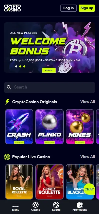 CryptoCasino mobile screenshot
