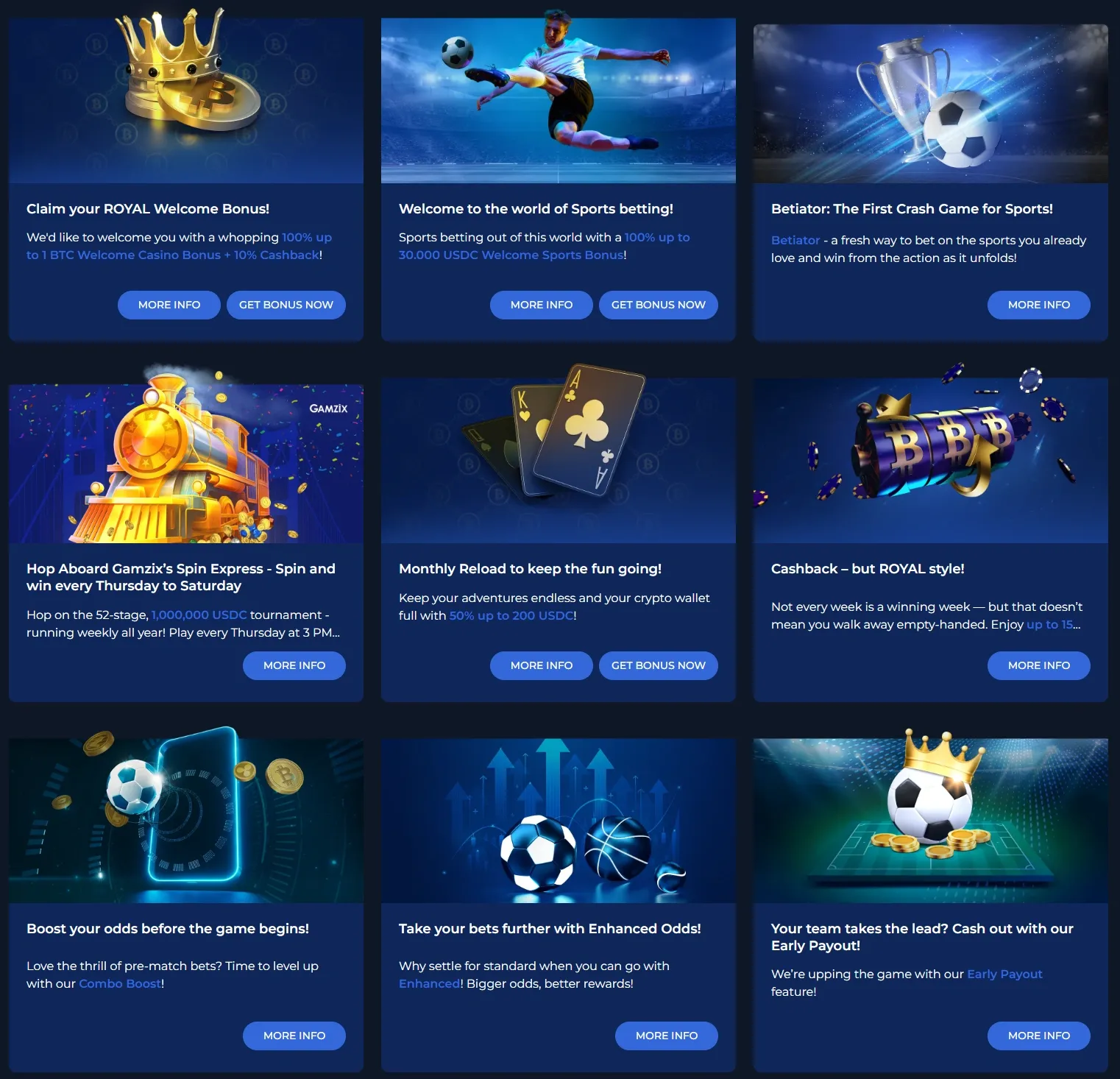 CryptoRoyal Casino promotions screenshot