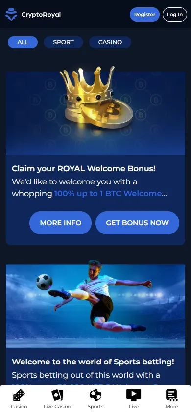 CryptoRoyal Casino mobile screenshot