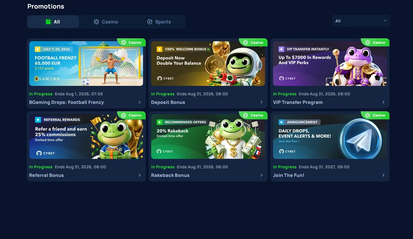 Cybet Casino promotions screenshot