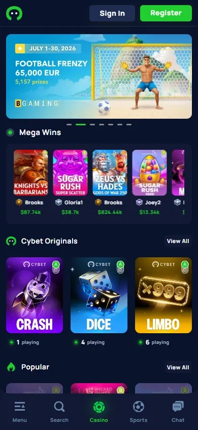 Cybet Casino mobile screenshot