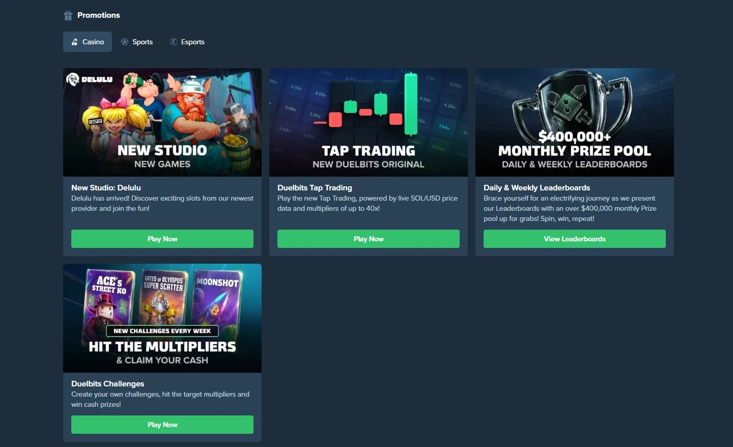 Duelbits Casino promotions screenshot