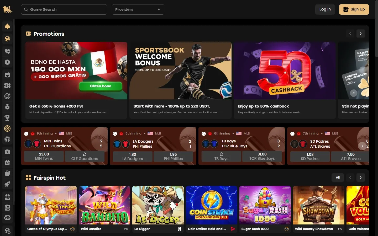 Fairspin Casino homepage screenshot