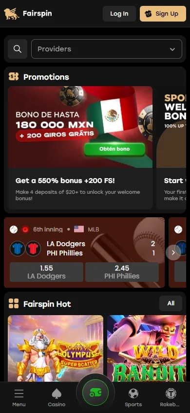 Fairspin Casino mobile screenshot