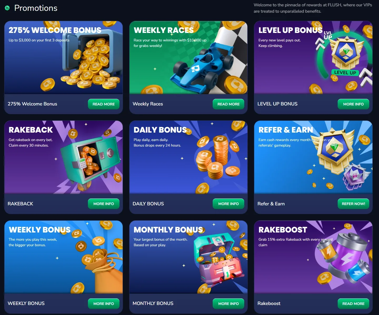 Flush Casino promotions screenshot