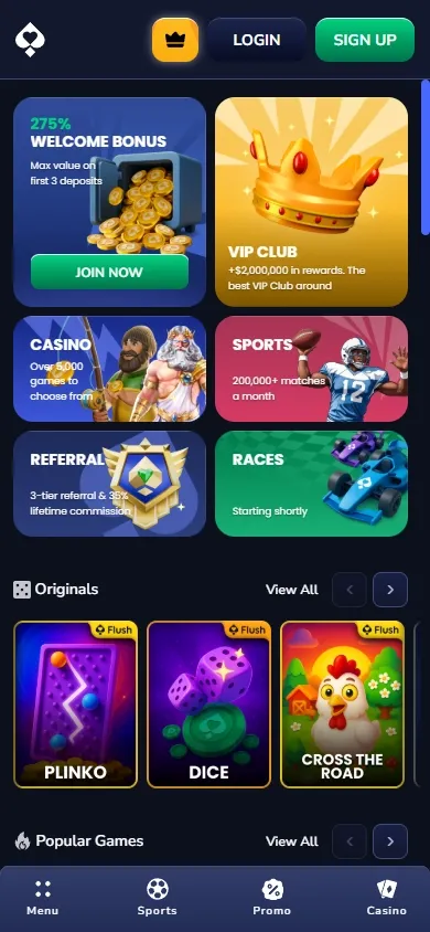 Flush Casino mobile screenshot