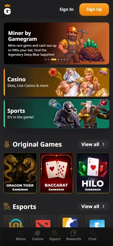 GameGram Casino mobile screenshot