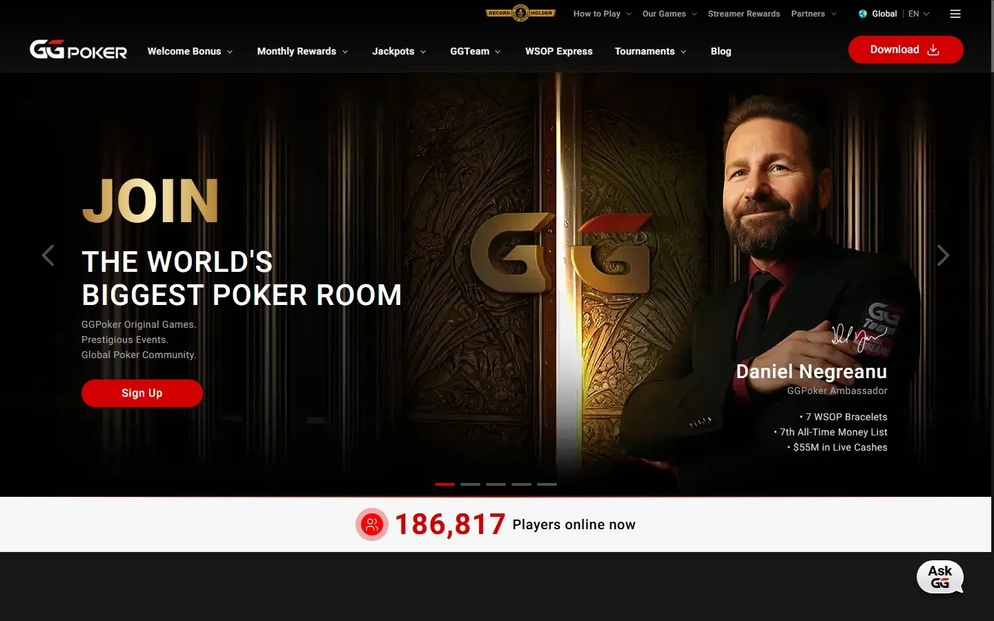 GGPoker Casino homepage screenshot