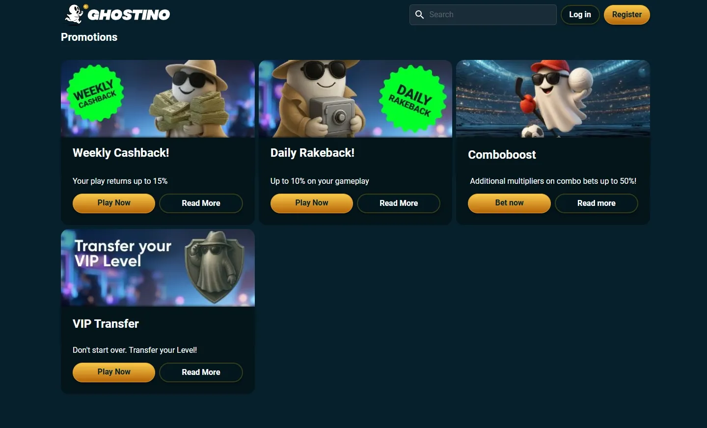 Ghostino Casino promotions screenshot