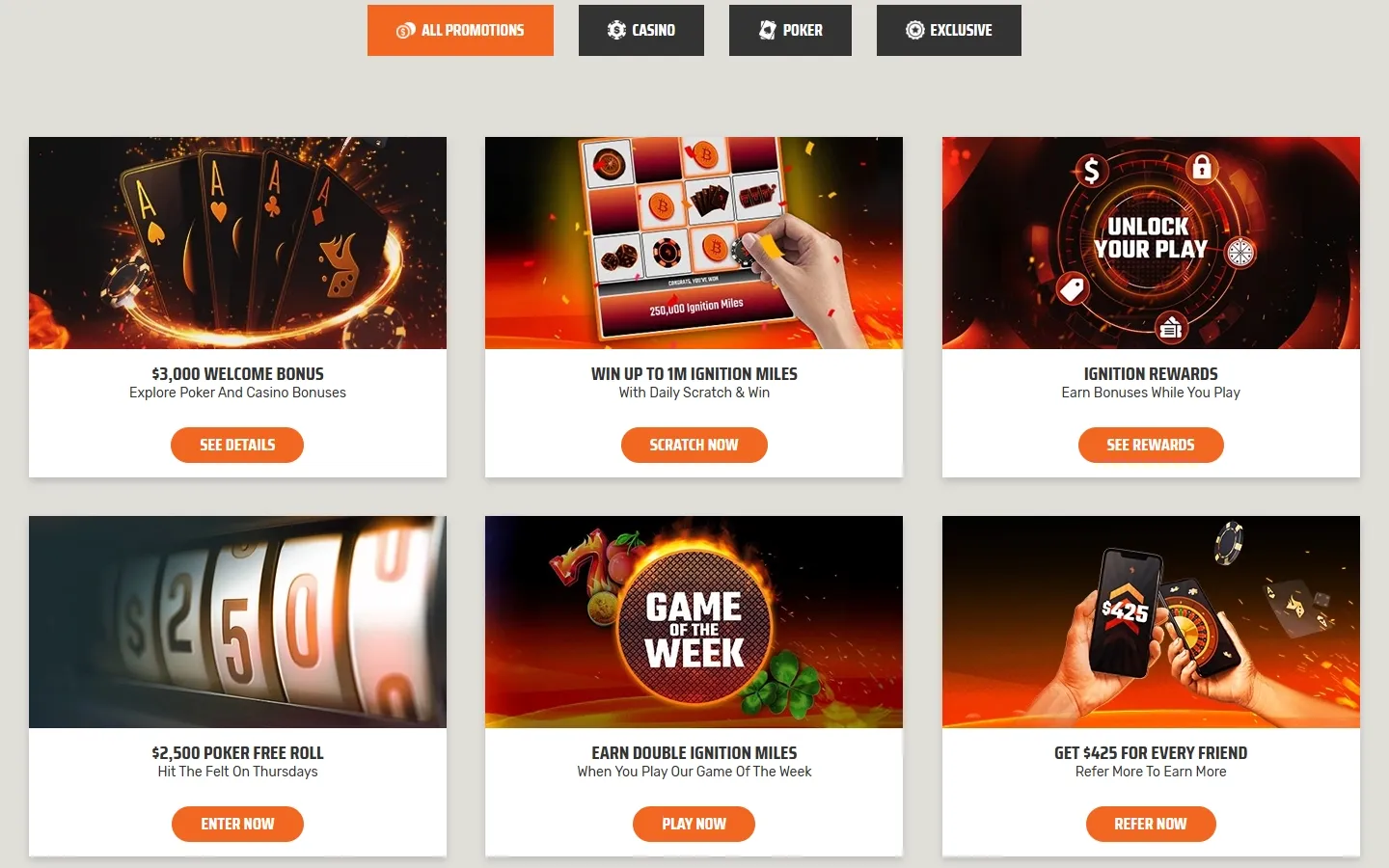 Ignition Casino promotions screenshot