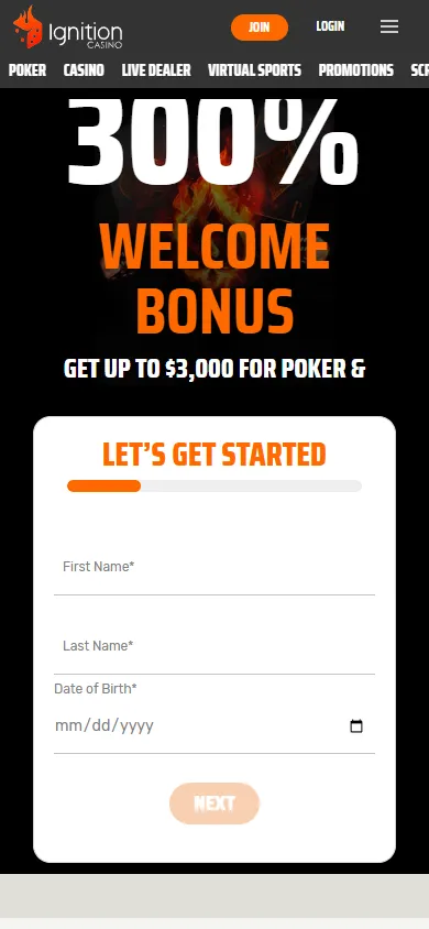 Ignition Casino mobile screenshot