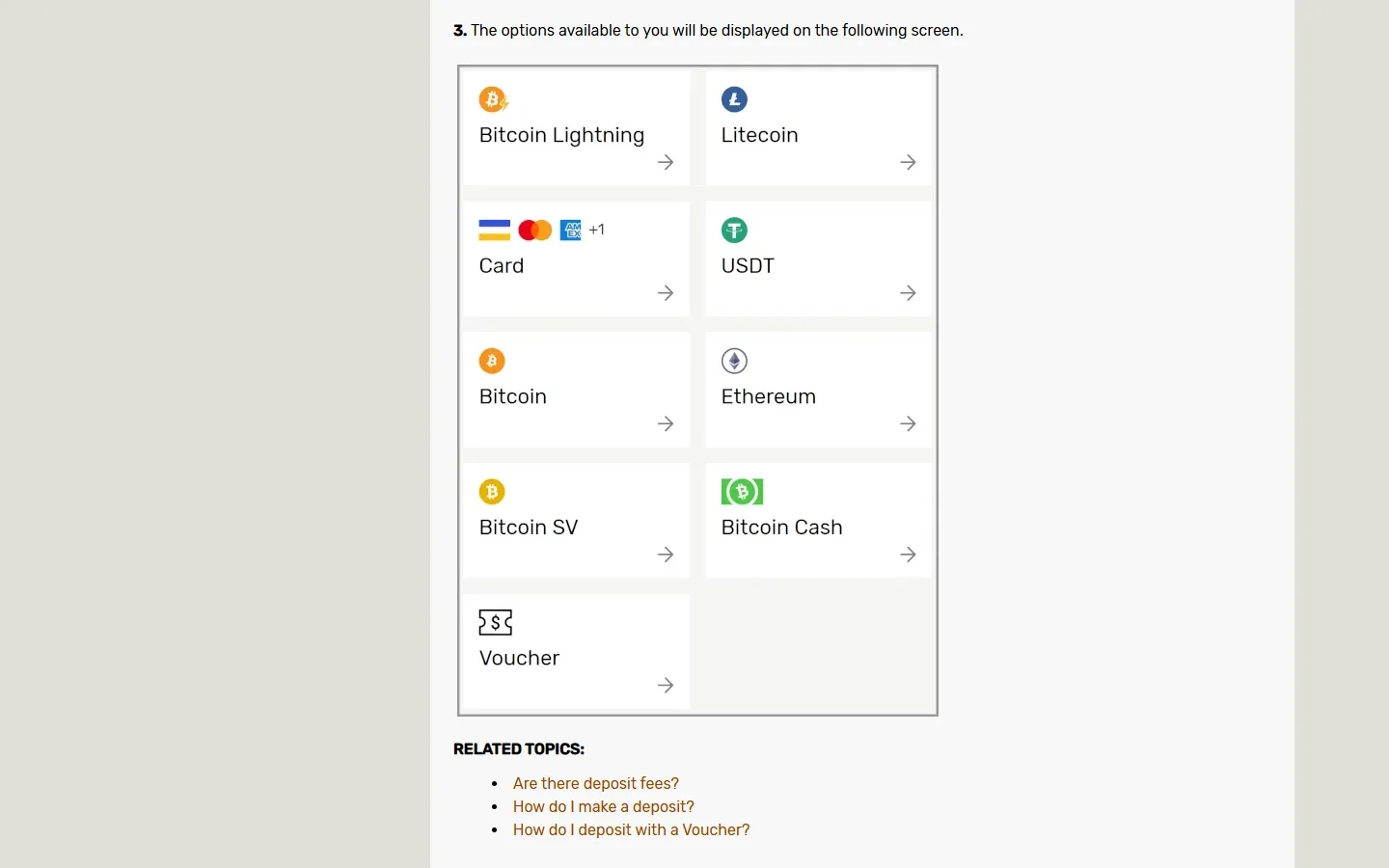 Ignition Casino payment methods screenshot