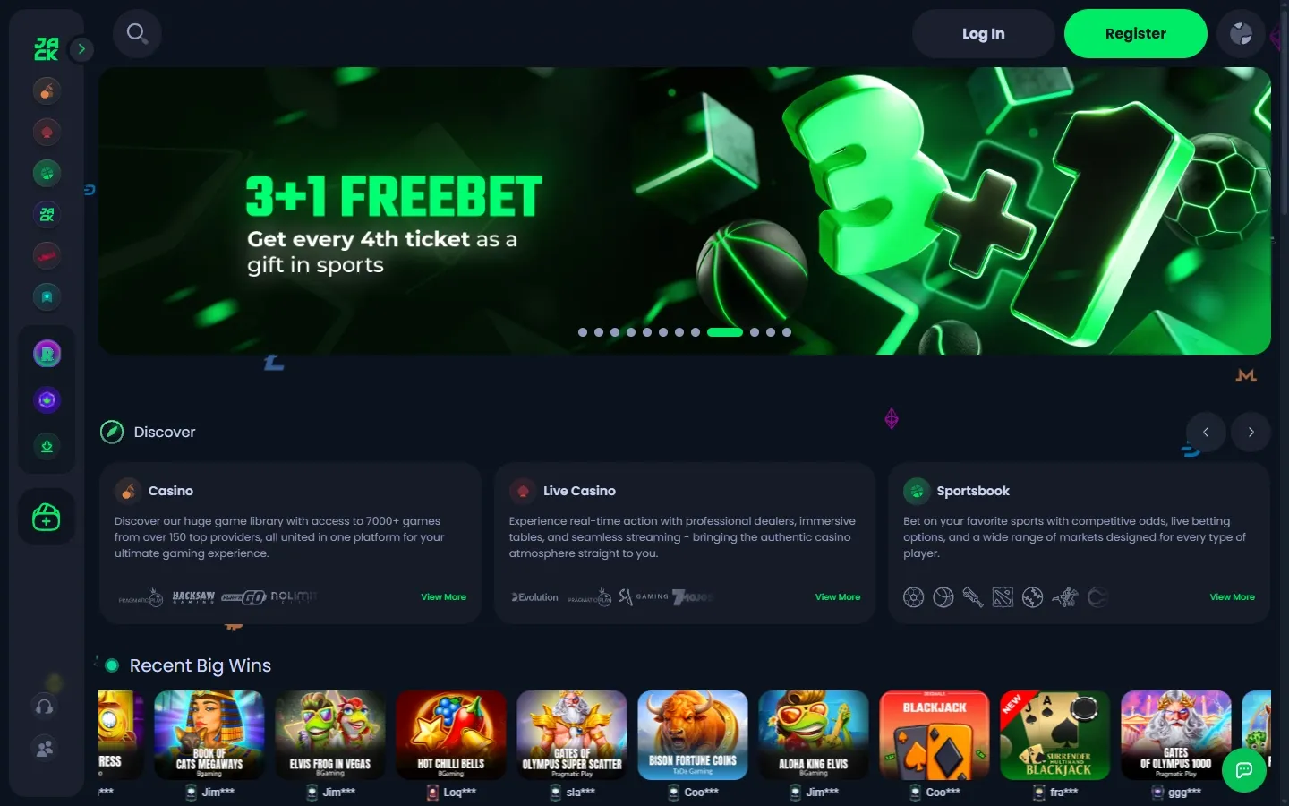 Jackbit Casino homepage screenshot