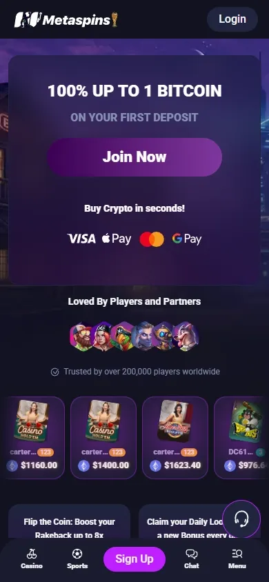 Metaspins Casino mobile screenshot