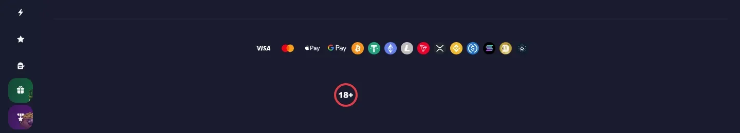 Metaspins Casino payment methods screenshot