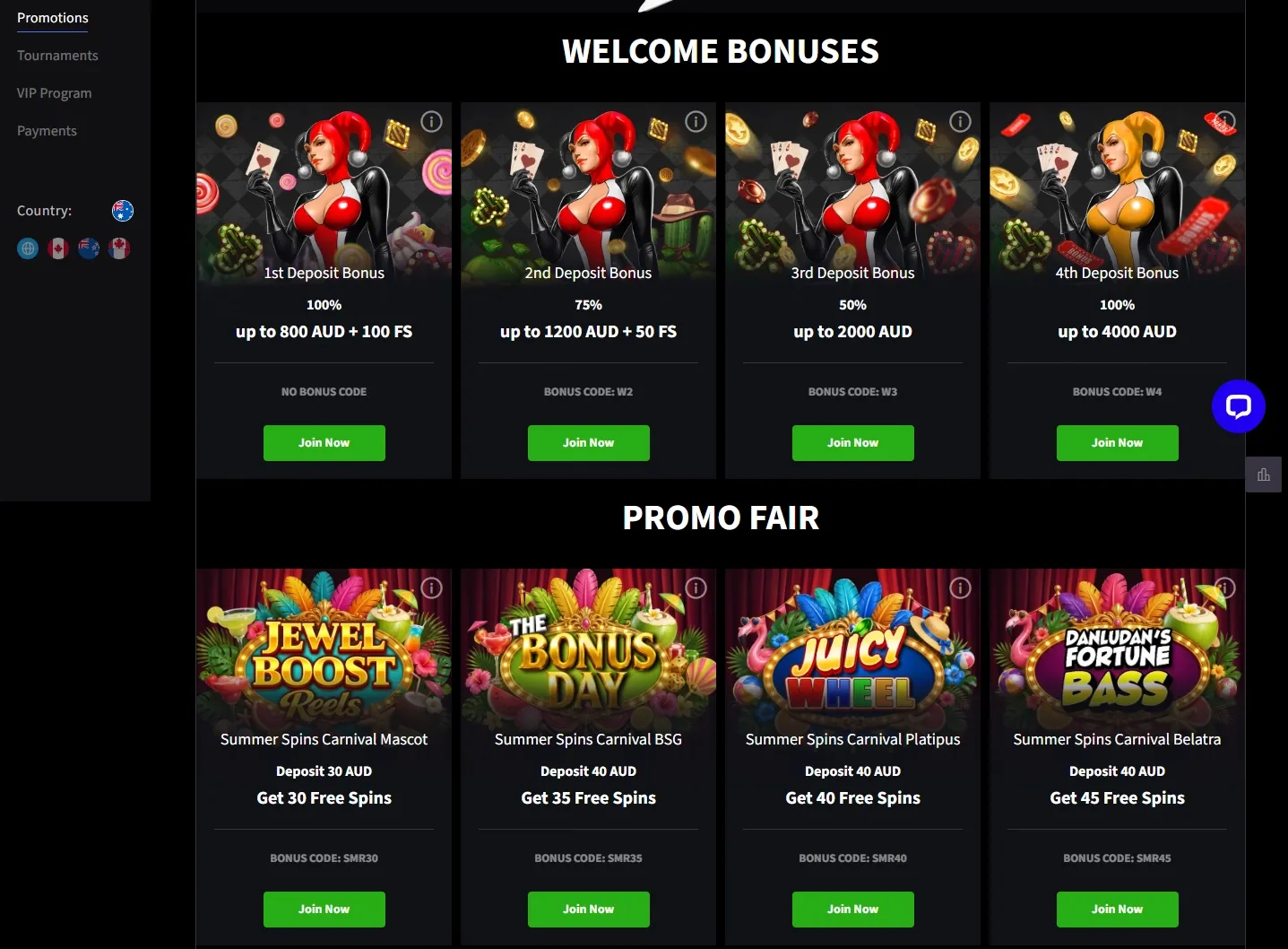 Mirax Casino promotions screenshot