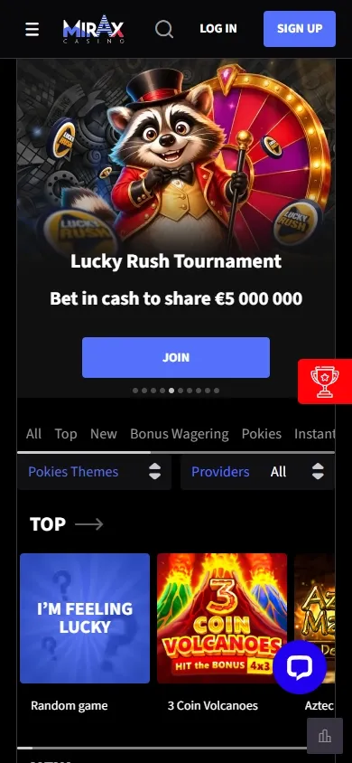 Mirax Casino mobile screenshot