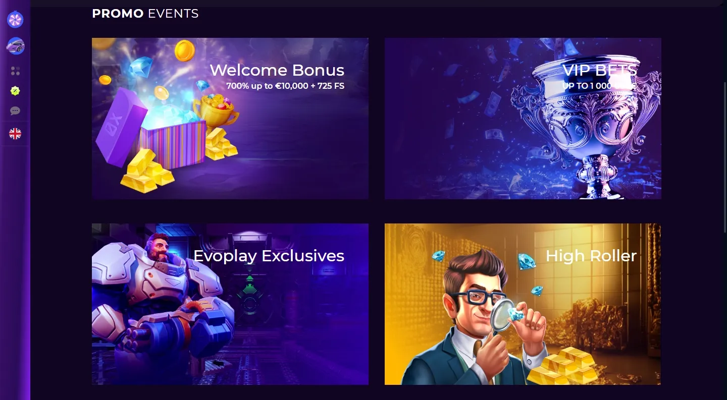 0xBet Casino promotions screenshot