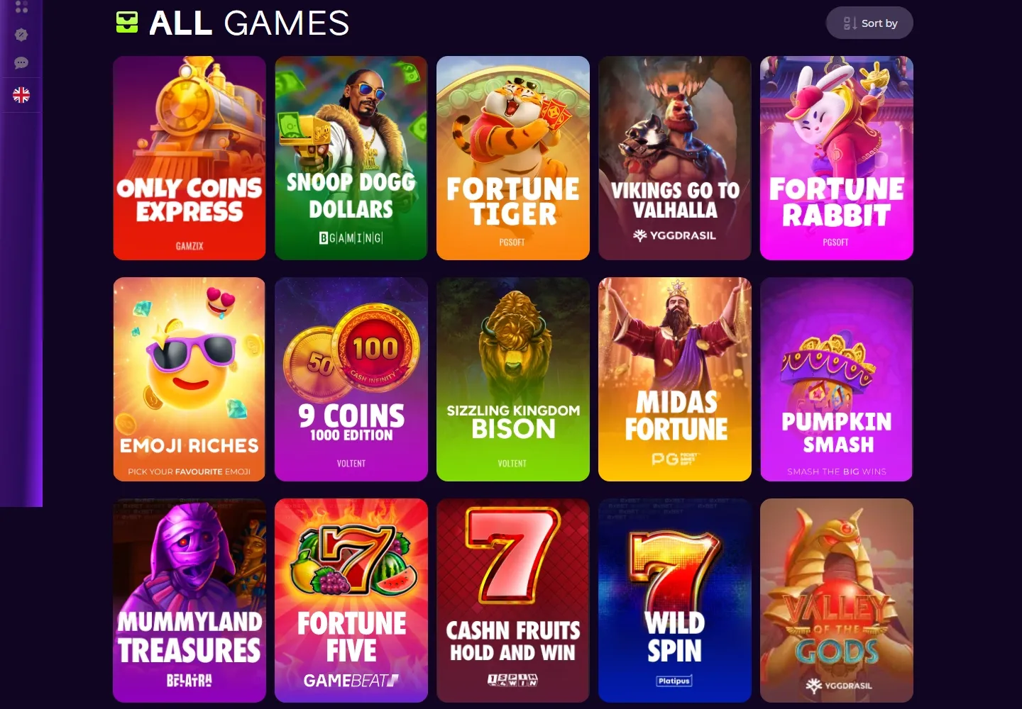 0xBet Casino game lobby screenshot