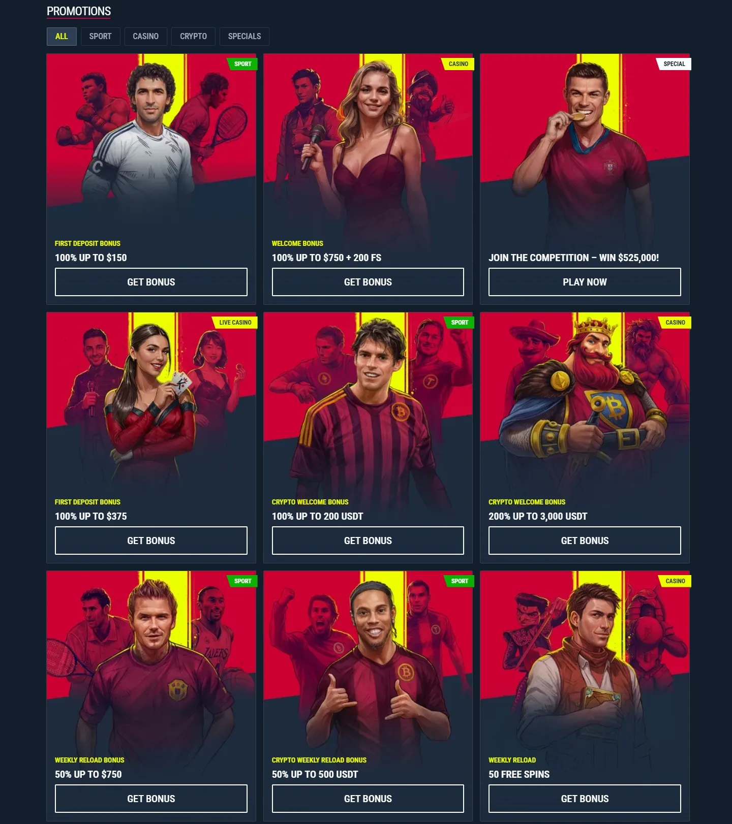 Rabona Casino promotions screenshot